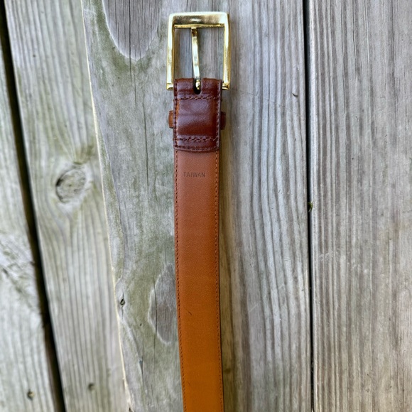 Jos A Bank Leather Belt Brown Marble Dress Business Suit 38 Brass Tone Buckle - Picture 7 of 16